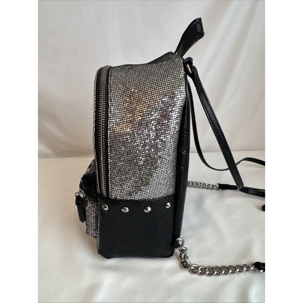 Victorias Secret Silver Sparkle Small City Backpack Purse Bag Studded W/Pockets - Picture 5 of 12